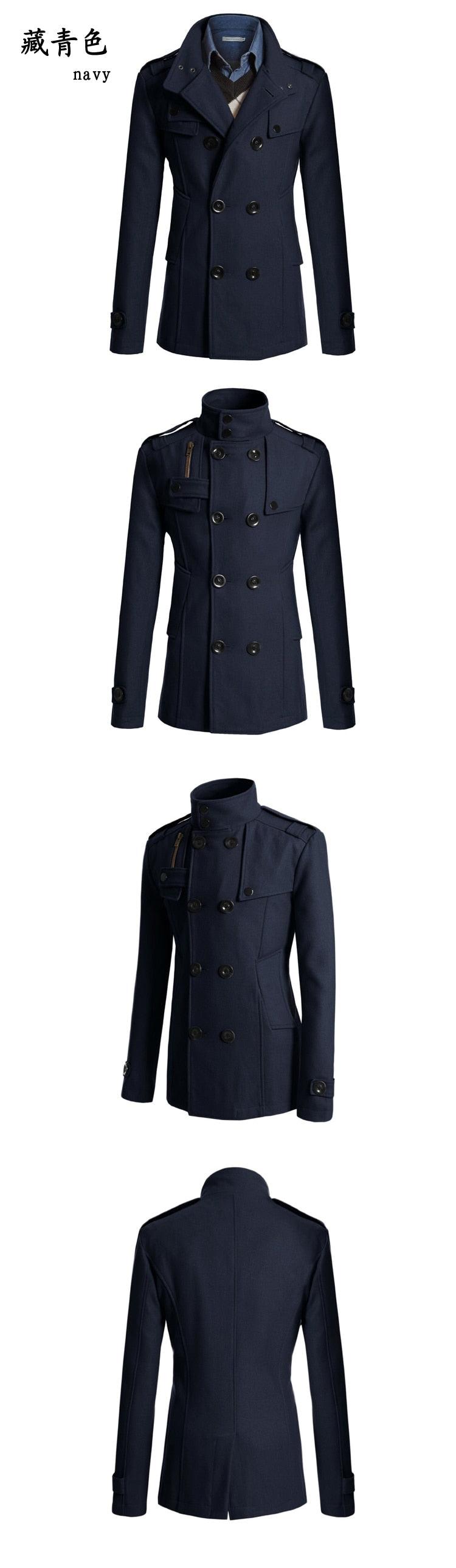 Latest Autumn British Style Long Coat - Men Double Breasted Windproof Warm Slim Trench Casual Plus Size Overcoat Jackets (D100)(TM4)(CC1) - Deals DejaVu