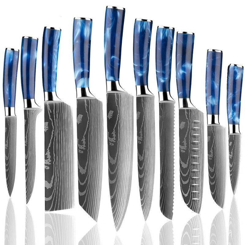 Great 8"inch Japanese Kitchen Knives - Laser Damascus Pattern Chef Knife - Sharp Santoku Cleaver Slicing Utility Knives Tool (AK5)(1U61)