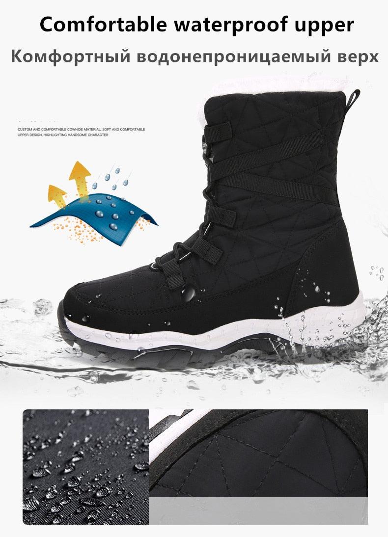 Winter Women Boots Platform Warm Mid-Calf Snow Boots - Ladies Lace-up Comfortable Quality Waterproof (BB2)(CD)(WO4)(BB5)(F38)(3U38) - Deals DejaVu