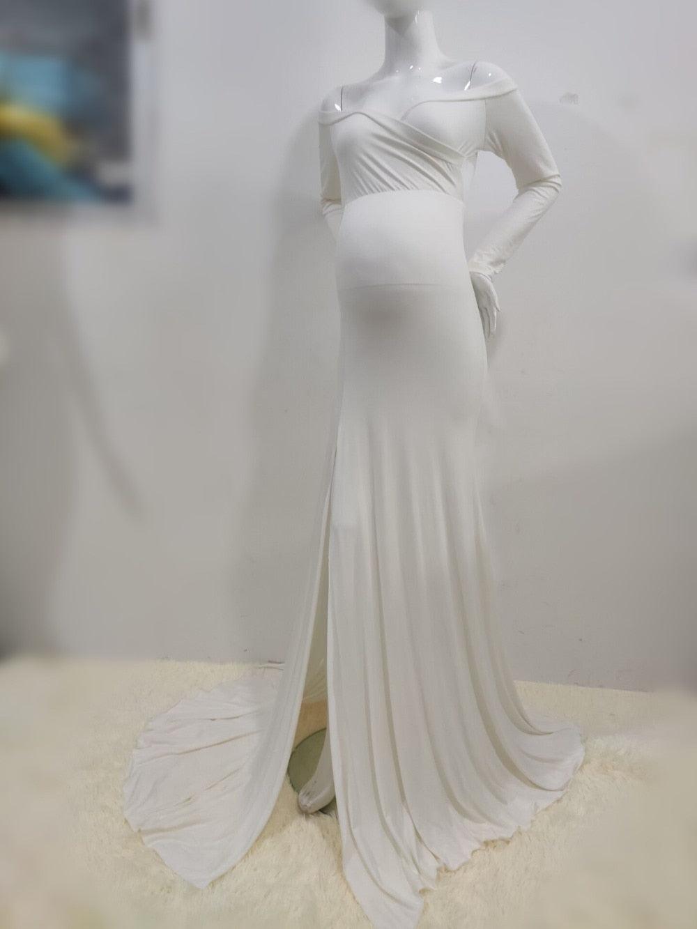 Sexy Maternity Dresses - For Photo Shoot Maxi Gown Split Side Women Pregnant Photography Props (1U5)(Z6)(Z8)(1Z1)(2Z1)(3Z1)(4Z1)(7Z1)