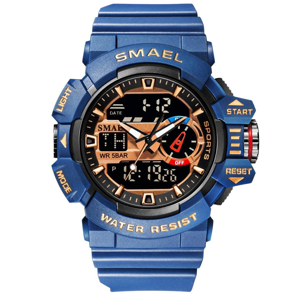 Military Watch For Men 50M Waterproof Clocks Luminous - Hands Digital Wristwatches Black Gold (MA9)(RW)(1U84)