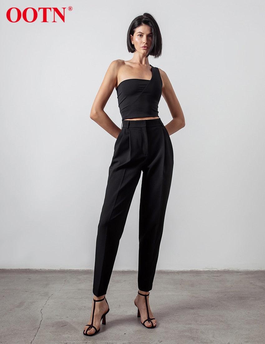Business Work High Waist Pencil Pants - Women Autumn Elegant Ankle-Length Pants - Office Lady Pleated Quality Wild Pants (BP)(1U25) - Deals DejaVu