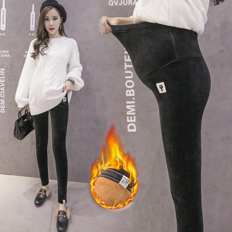 New Velvet Maternity Leggings Pants For Pregnant Women - Warm Winter Maternity Clothes -Thickening Pregnancy Trousers Clothing (2Z7)(7Z2)(1U4)