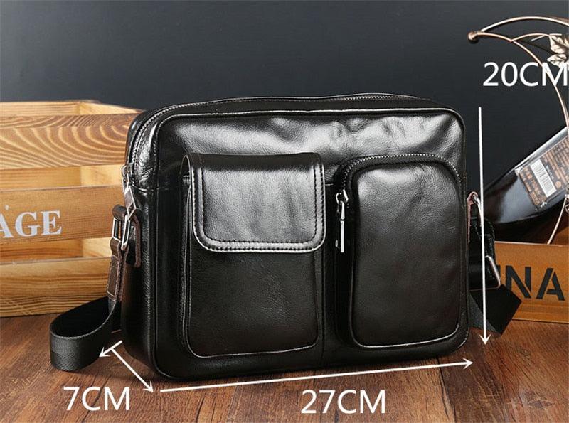 Amazing Vintage Men Genuine Leather Shoulder Bag - Mens Messenger Bags - Male Crossbody Handbag Tote Bags Business Casual Bags For Men (3MA1)(LT4)(1U78) - Deals DejaVu