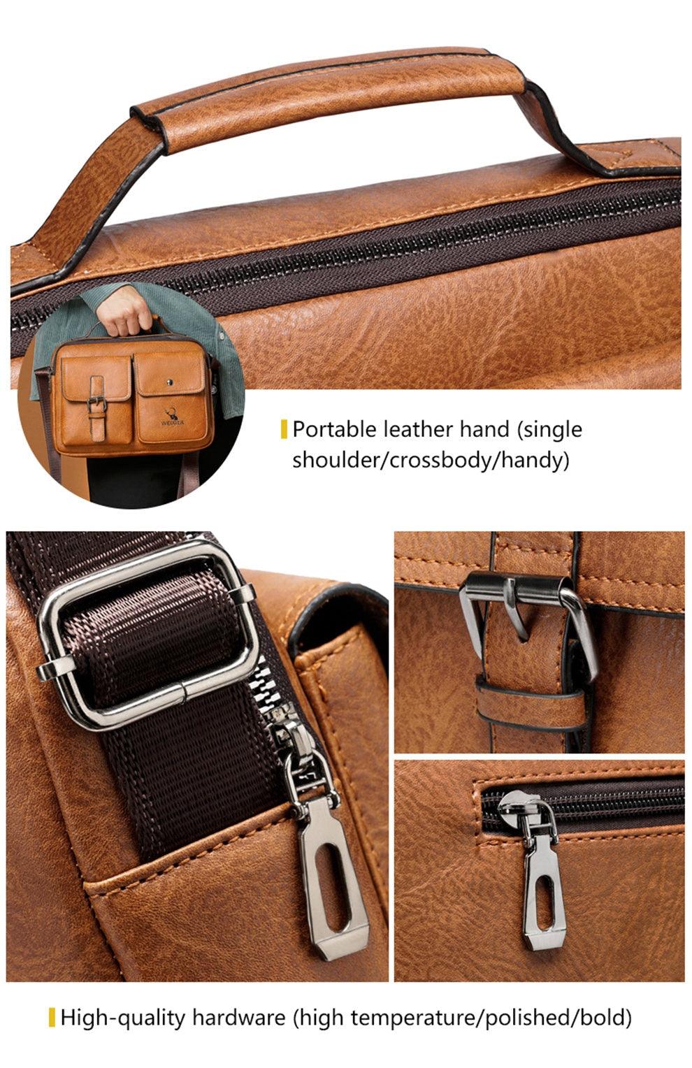 Great Men's Briefcase - Casual bag Men Small Messenger Bag - Vintage Shoulder Bags Male Flap Bags Capacity Men Handbag for male (3MA1)(LT4)(1U78) - Deals DejaVu