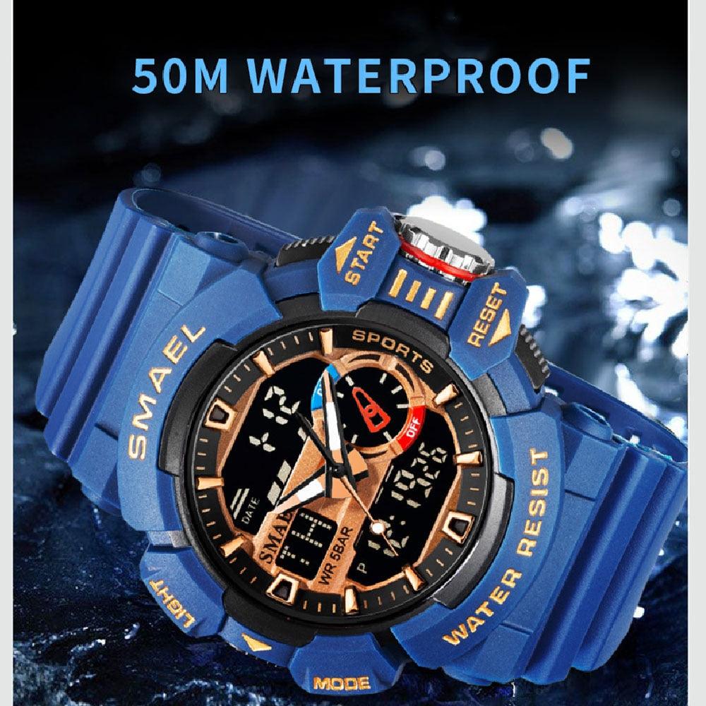 Military Watch For Men 50M Waterproof Clocks Luminous - Hands Digital Wristwatches Black Gold (MA9)(RW)(1U84)