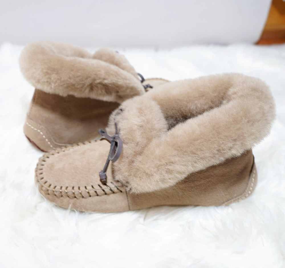 Amazing 100% Genuine Leather waterproof women flat shoes - comfortable winter warm natural fur snow shoes fashion non-slip (FS)(CD)(1U40)(1U38)(1U107)