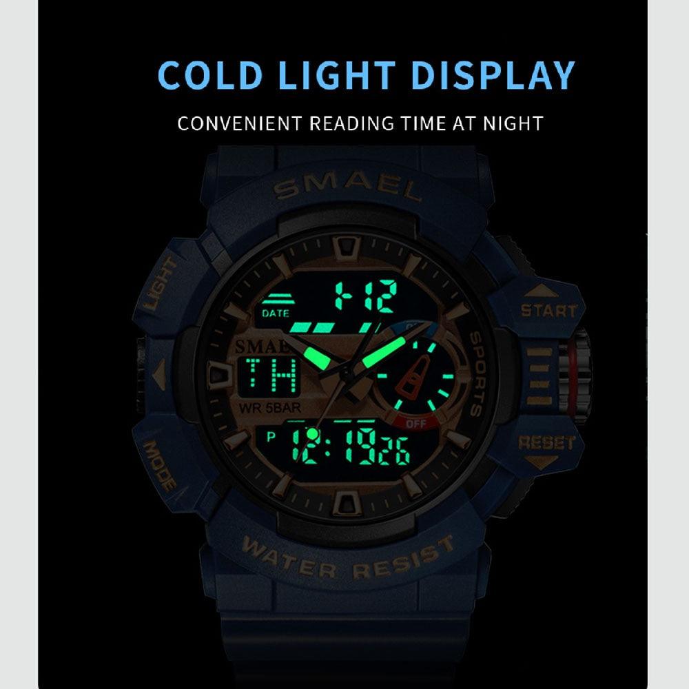 Military Watch For Men 50M Waterproof Clocks Luminous - Hands Digital Wristwatches Black Gold (MA9)(RW)(1U84)