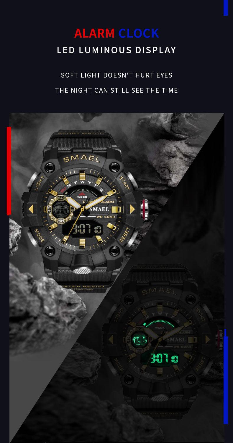 Military Watches - Men Sport Watch - New 50M Waterproof Wristwatch Stopwatch Alarm LED Light (MA9)(RW)(1U84)