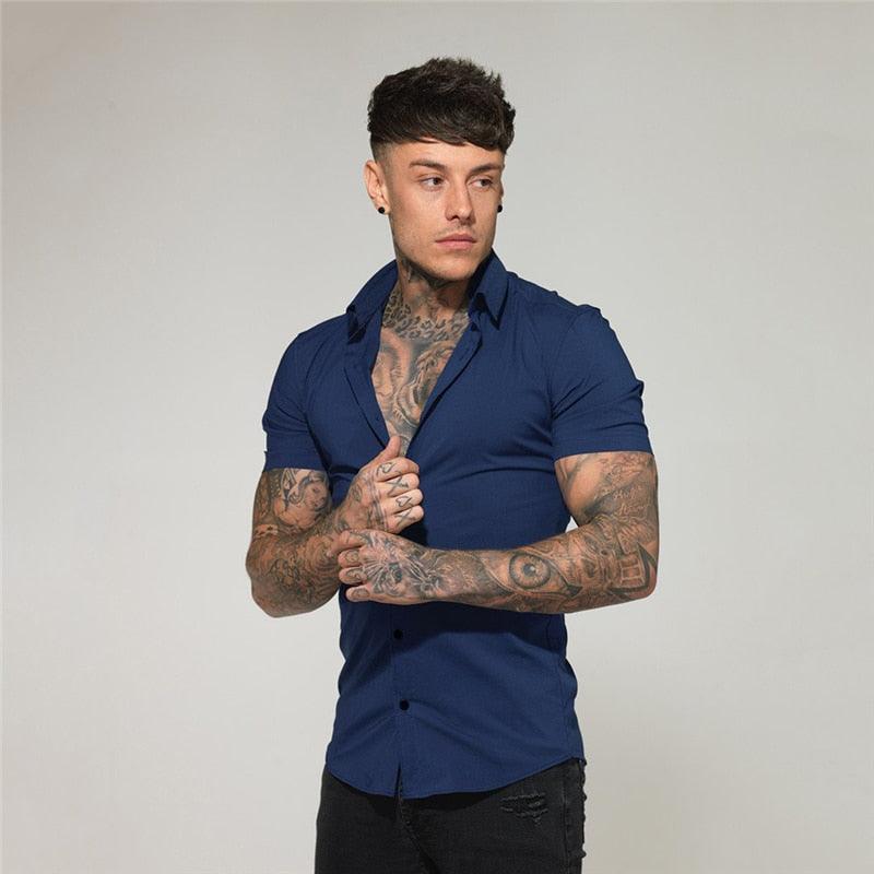 Great Summer Fashion Slim Fit Button Short Sleeve Shirts - Men Casual Sportswear Dress Shirt (TM1)(T2G)(1U8)(TM8)