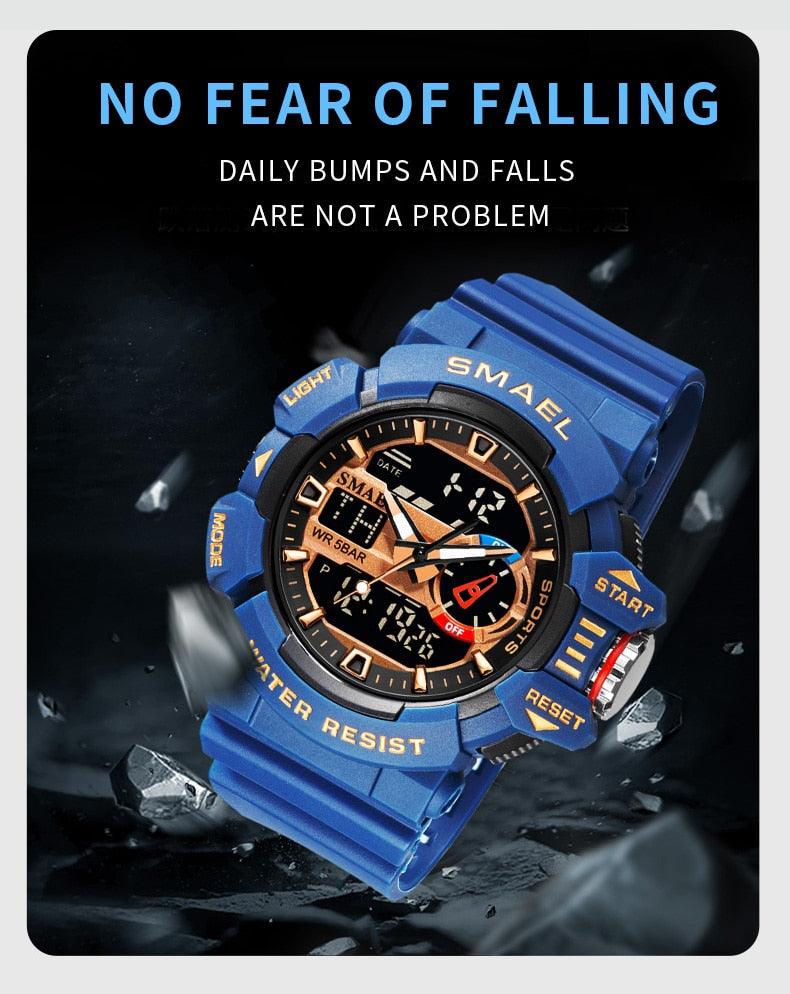 Military Watch For Men 50M Waterproof Clocks Luminous - Hands Digital Wristwatches Black Gold (MA9)(RW)(1U84)