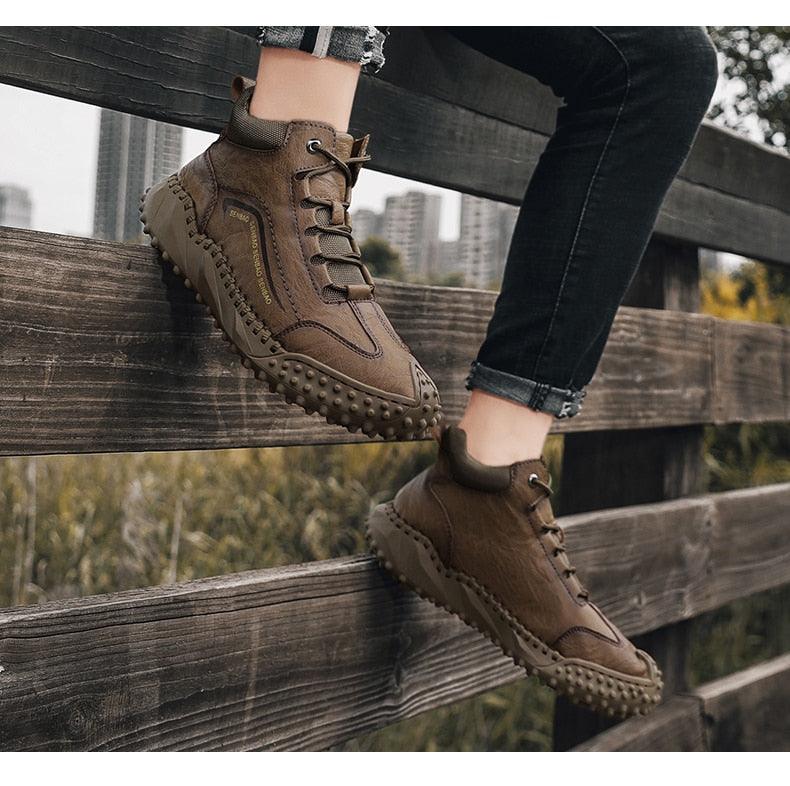 New Winter Men Boots - Thick Plush Warm Men Snow Boots - Leather Ankle Boots Handmade Motorcycle Boots Outdoor Shoes (MSB4)(MSB5)(MSB4A) - Deals DejaVu