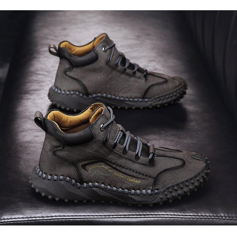 New Winter Men Boots - Thick Plush Warm Men Snow Boots - Leather Ankle Boots Handmade Motorcycle Boots Outdoor Shoes (MSB4)(MSB5)(MSB4A) - Deals DejaVu