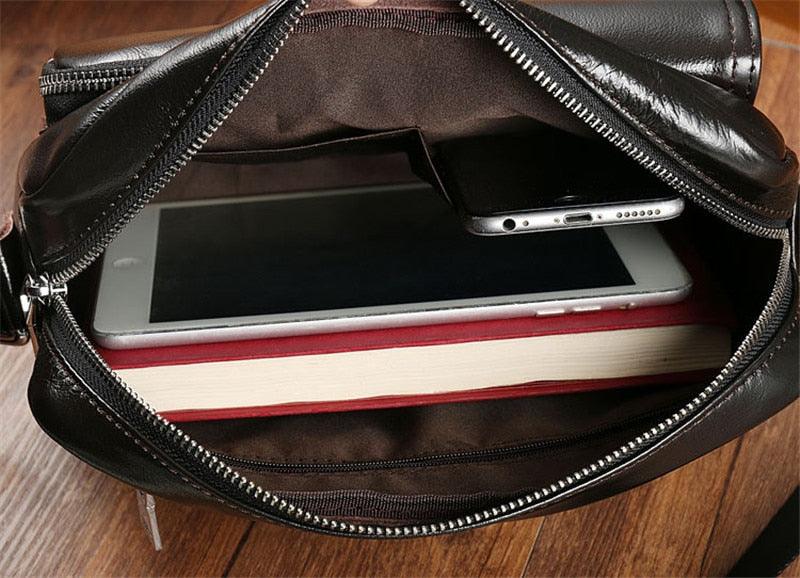 Amazing Vintage Men Genuine Leather Shoulder Bag - Mens Messenger Bags - Male Crossbody Handbag Tote Bags Business Casual Bags For Men (3MA1)(LT4)(1U78) - Deals DejaVu