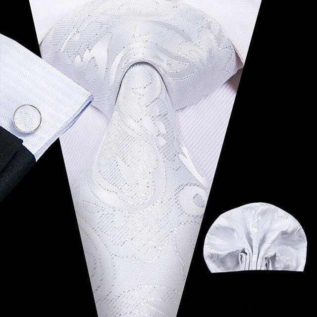 Great 100% Silk Floral Paisley Men's Tie Set 8.5cm - New Design Hanky Cufflinks Top Quality Necktie (MA2)(F17)