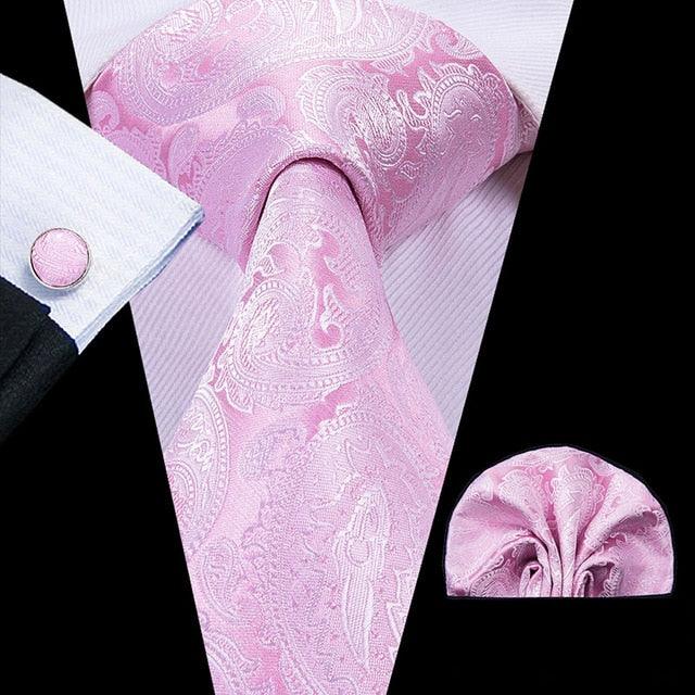 Great 100% Silk Floral Paisley Men's Tie Set 8.5cm - New Design Hanky Cufflinks Top Quality Necktie (MA2)(F17)