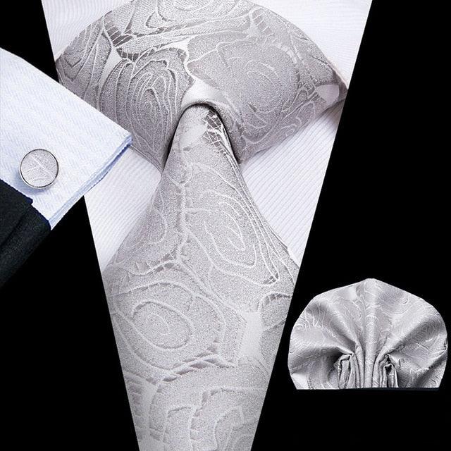 Great 100% Silk Floral Paisley Men's Tie Set 8.5cm - New Design Hanky Cufflinks Top Quality Necktie (MA2)(F17)