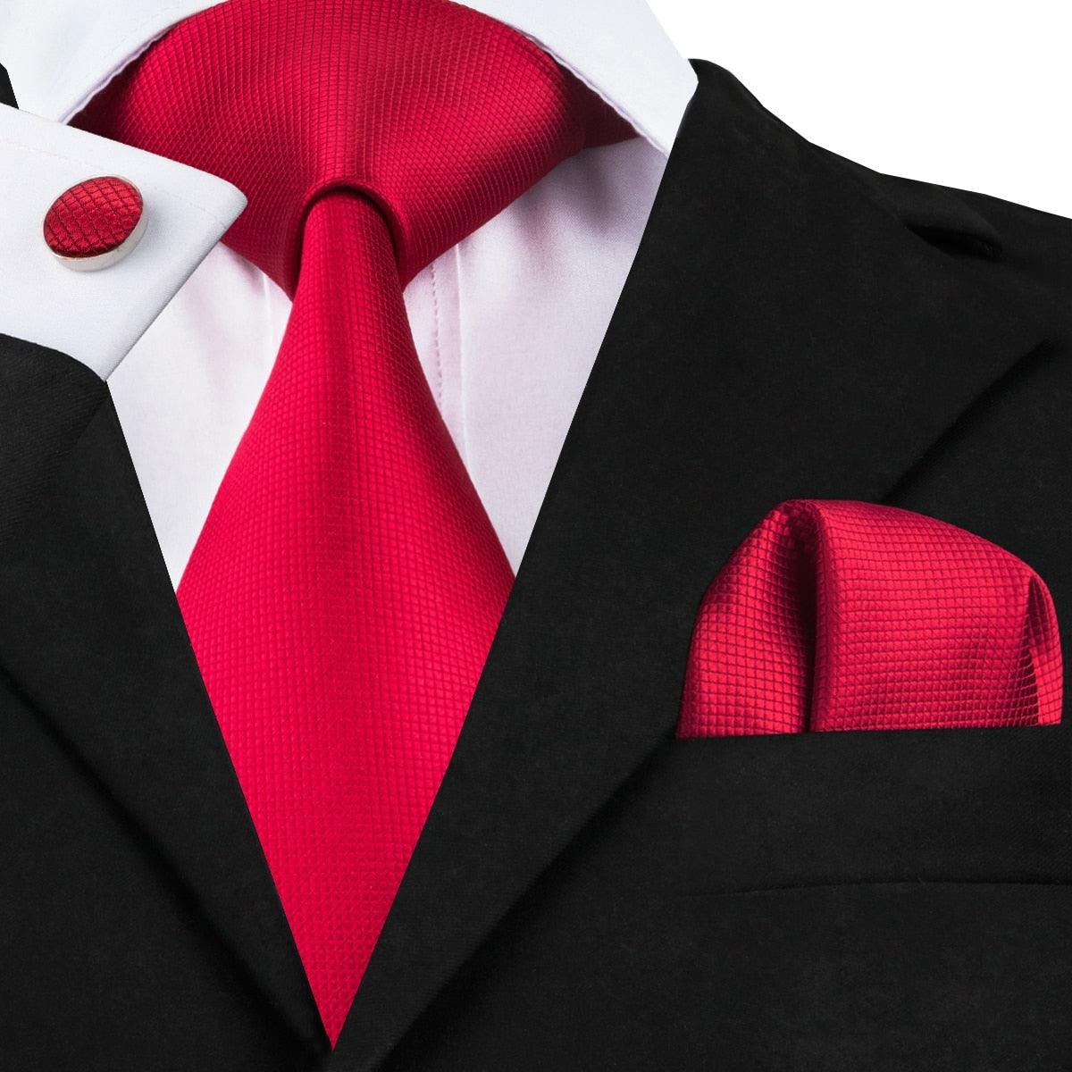 100% Silk Men's Tie Set 8.5cm - Wedding Gift Box Ties - New Design Hanky Cufflinks Set (MA2)(F17)