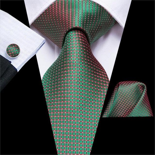 Christmas Ties - Men Hanky Cufflinks Set - 100% Silk Gifts (D17)(MA2)