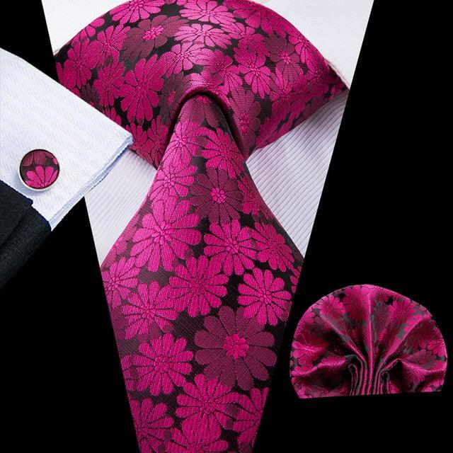 Christmas Ties - Men Hanky Cufflinks Set - 100% Silk Gifts (D17)(MA2)