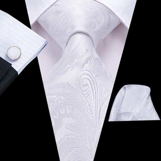 Floral Men's Ties 8.5cm - Colorful Silk Jacquard Luxury Hanky Cufflinks Set Ties (D17)(MA2)