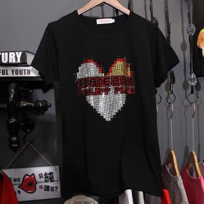 Trending New Cotton Hot Drilling T-Shirt - Women Short Sleeve Summer T Shirts (TB2)(F19)