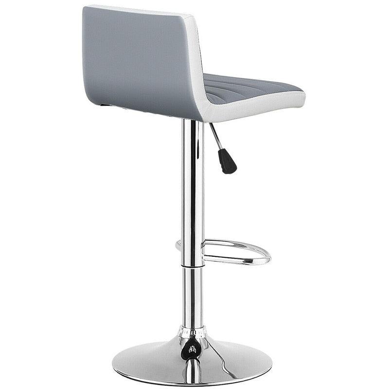High Quality Set of 2 Adjustable Gray PU Leather Bar Stools Comfortable Height Adjustable Swivel 360 Degrees Chairs (FW2)(1U67)