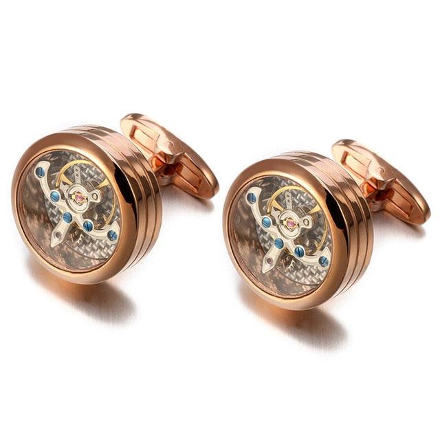 Movement Tourbillon Cufflinks - Groom Mechanical Watch Steampunk Gear Cufflinks (MA4)(F17)