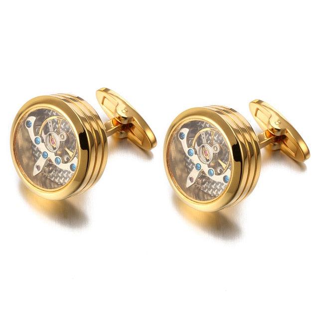 Movement Tourbillon Cufflinks - Groom Mechanical Watch Steampunk Gear Cufflinks (MA4)(F17)