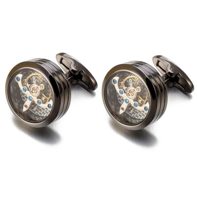 Movement Tourbillon Cufflinks - Groom Mechanical Watch Steampunk Gear Cufflinks (MA4)(F17)