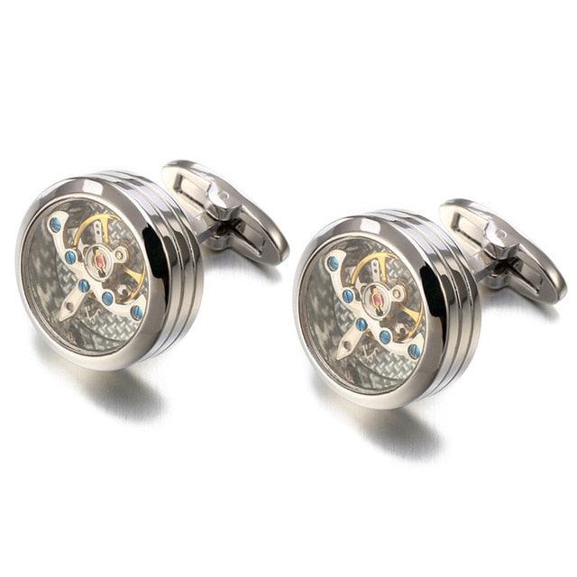 Movement Tourbillon Cufflinks - Groom Mechanical Watch Steampunk Gear Cufflinks (MA4)(F17)