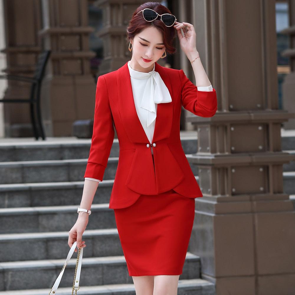 Lady Two Piece Set Formal Waistcoat Bodycon Skirt Suit Vest Slim Office Work