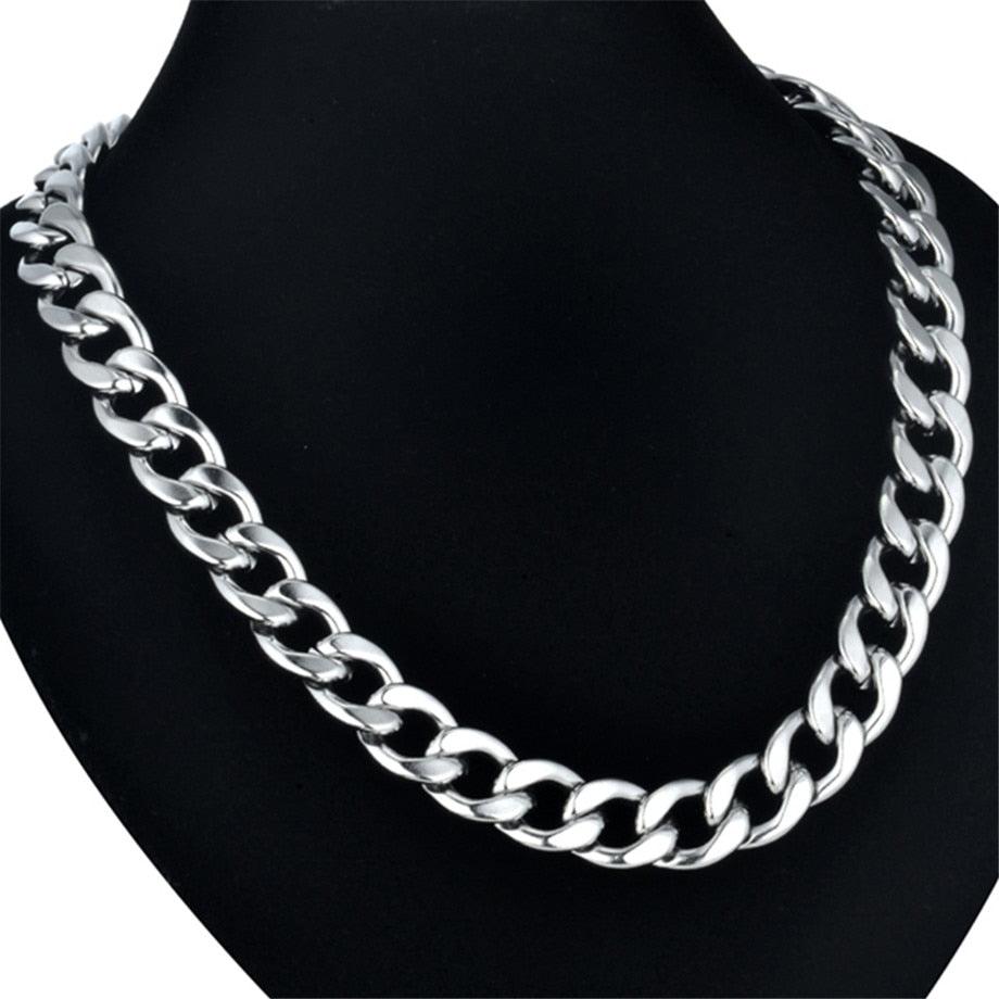 12mm Thick Gold Color Stainless Steel Long Gold Chain - Men Curb Cuban Link Chain Necklaces (D83)(MJ2)