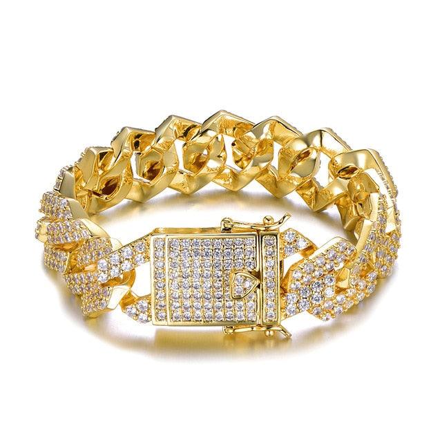 Trending 18MM Bling Heavy CZ Iced Out Miami Cuban Link Chain - Full Crystal Men's Bracelet (D83)(MJ4)