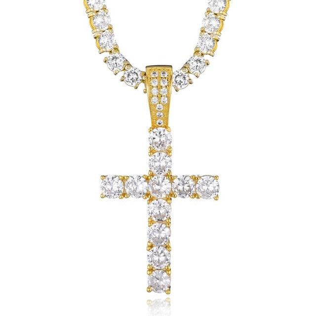Great Cross Iced Out Bling Cubic Zircon AAA CZ Necklace & Pendant With 4mm Chain (1U83)