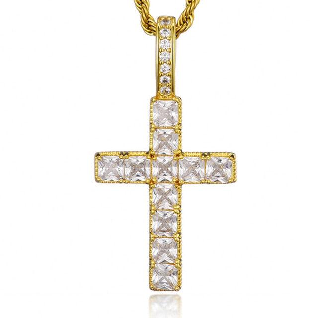 Great Cross Iced Out Bling Cubic Zircon AAA CZ Necklace & Pendant With 4mm Chain (1U83)