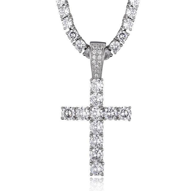 Great Cross Iced Out Bling Cubic Zircon AAA CZ Necklace & Pendant With 4mm Chain (1U83)