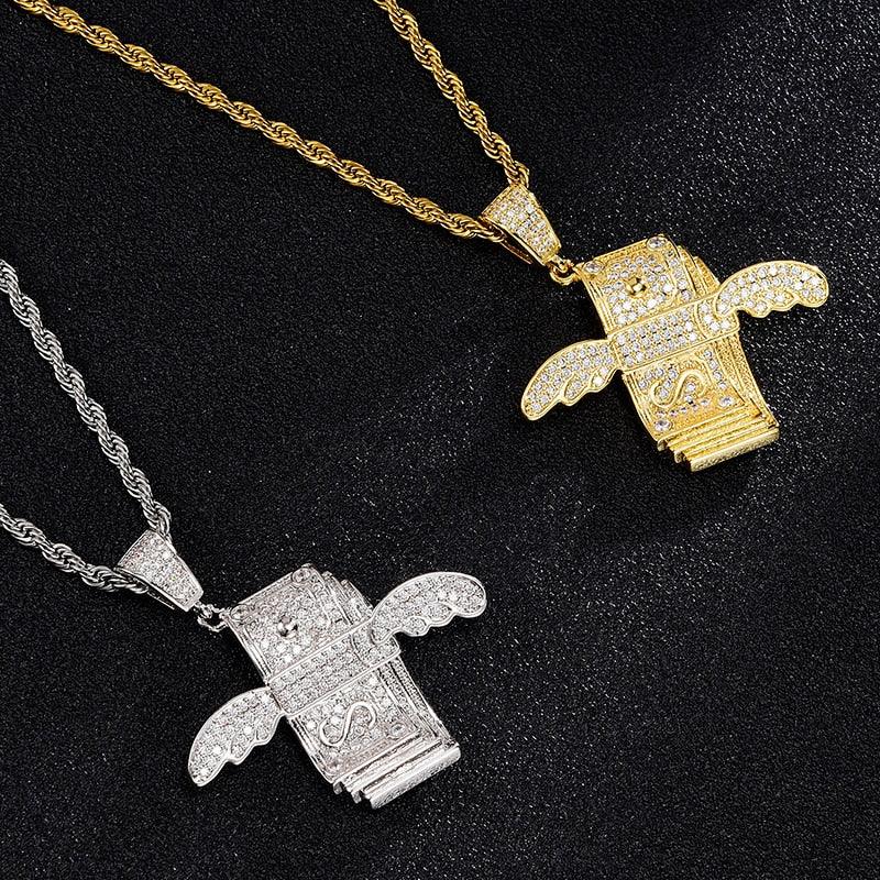 Trending CZ Flying Cash Solid Cubic Zircon Necklaces & Pendants For Men (1U83)