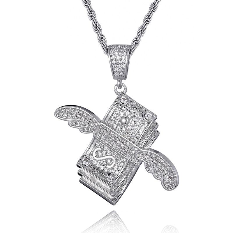 Trending CZ Flying Cash Solid Cubic Zircon Necklaces & Pendants For Men (1U83)