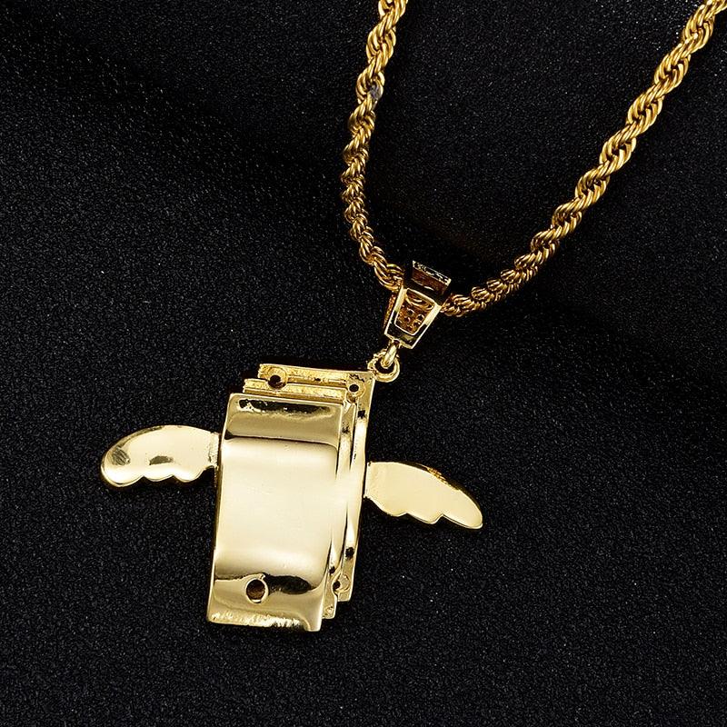 Trending CZ Flying Cash Solid Cubic Zircon Necklaces & Pendants For Men (1U83)