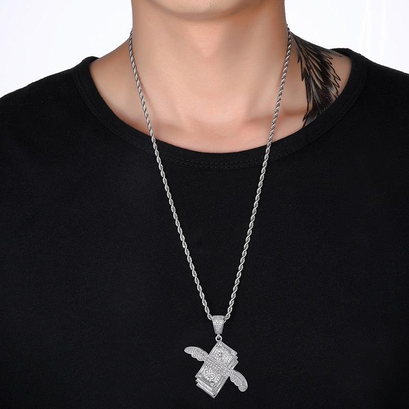 Trending CZ Flying Cash Solid Cubic Zircon Necklaces & Pendants For Men (1U83)