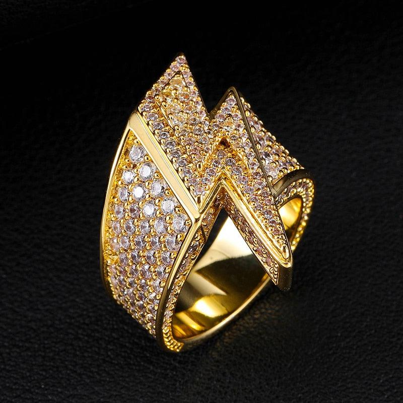 Great CZ Stones - Bling Lightning Rings - Cubic Zircon Iced Out Copper Zircon Jewelry (1U83)