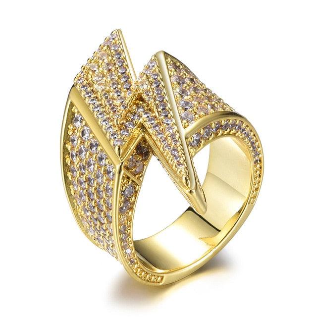 Great CZ Stones - Bling Lightning Rings - Cubic Zircon Iced Out Copper Zircon Jewelry (1U83)