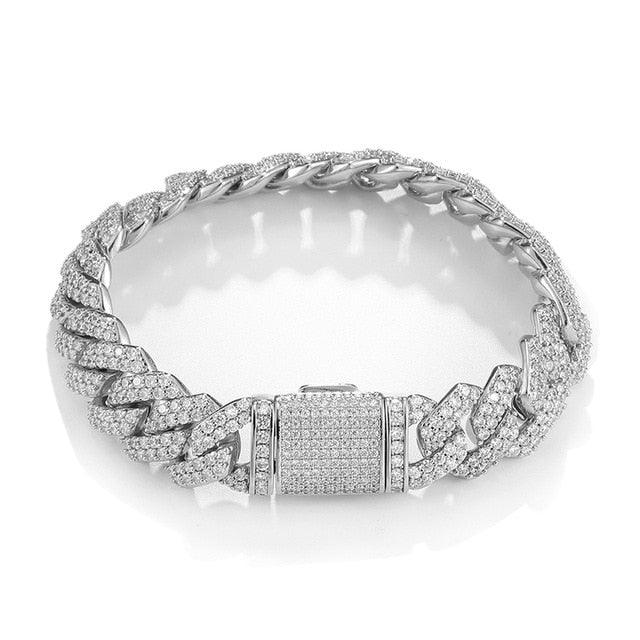 Heavy Big Box Buckle 14MM Bling Cubic Zircon Copper AAA+ Iced Out CZ Cuban Link Chain Bracelet (1U83)