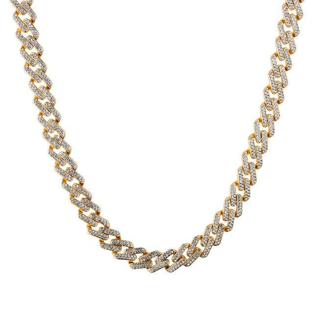 Miami Zircon 15MM Bling Cuban Full Pave Rhinestone Men's Necklace (MJ2)