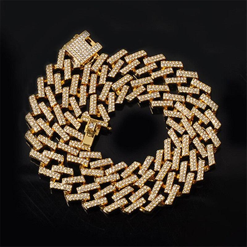 Miami Zircon 15MM Bling Cuban Full Pave Rhinestone Men's Necklace (MJ2)