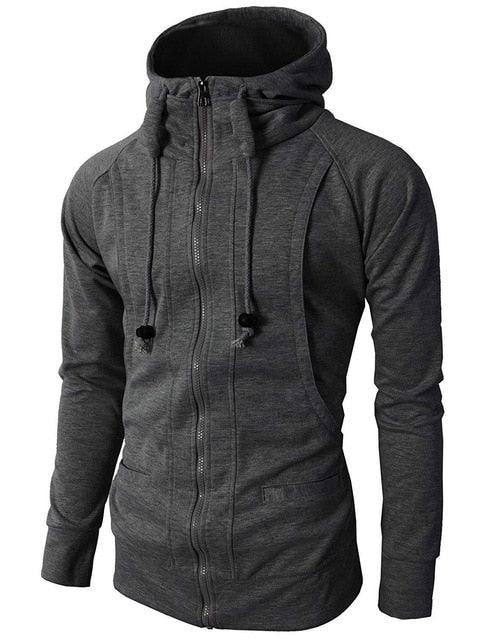 Hip Hop Zipper Hooded Sweatshirt - Spring Casual Solid Hoodies Sweatshirts (TM5)(CC1)