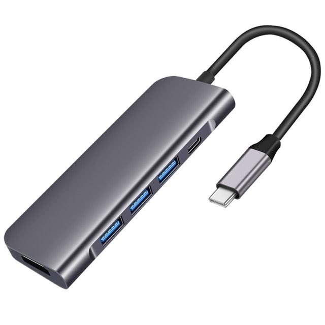 Great 5in1 USB C HUB Type C to Multi USB 3.0 HUB HDMI Adapter Dock for MacBook Pro Air iPad Huawei Mate30 100W PD Dock Type C HUB (D50)(RS7)