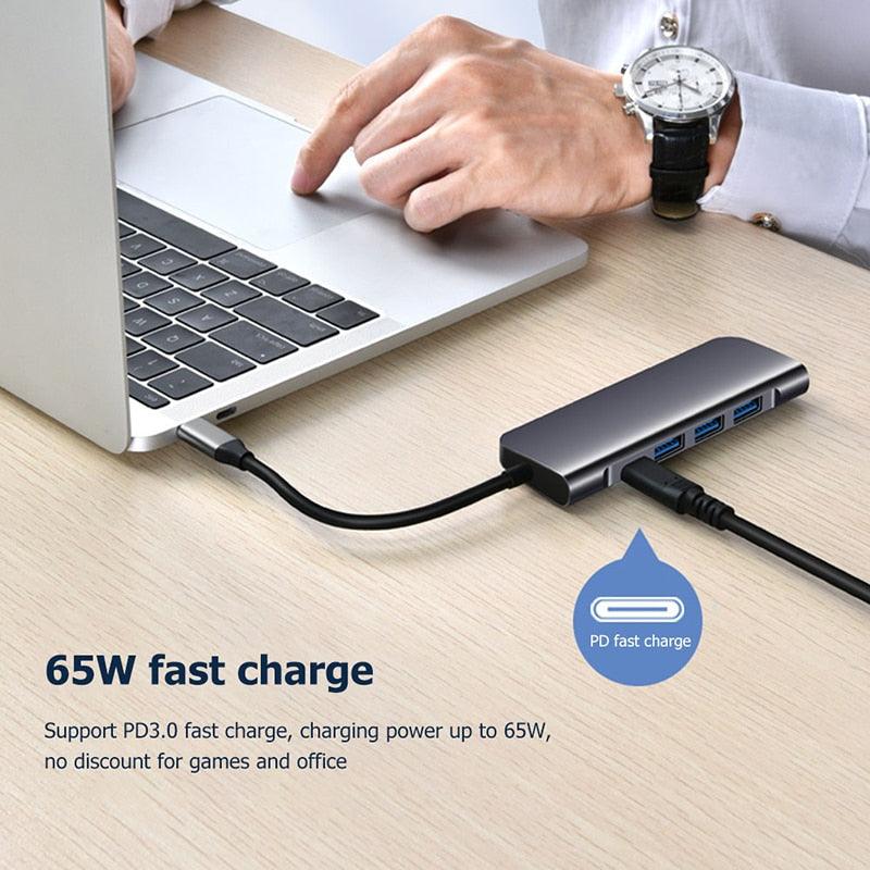 Great 5in1 USB C HUB Type C to Multi USB 3.0 HUB HDMI Adapter Dock for MacBook Pro Air iPad Huawei Mate30 100W PD Dock Type C HUB (D50)(RS7)