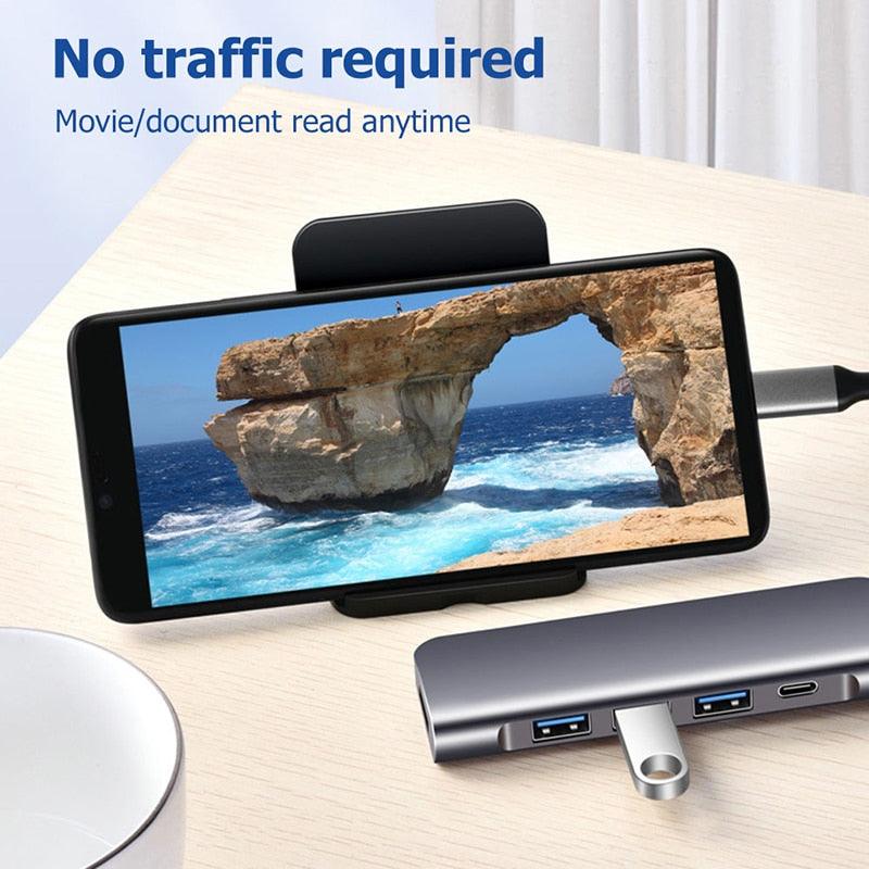 Great 5in1 USB C HUB Type C to Multi USB 3.0 HUB HDMI Adapter Dock for MacBook Pro Air iPad Huawei Mate30 100W PD Dock Type C HUB (D50)(RS7)
